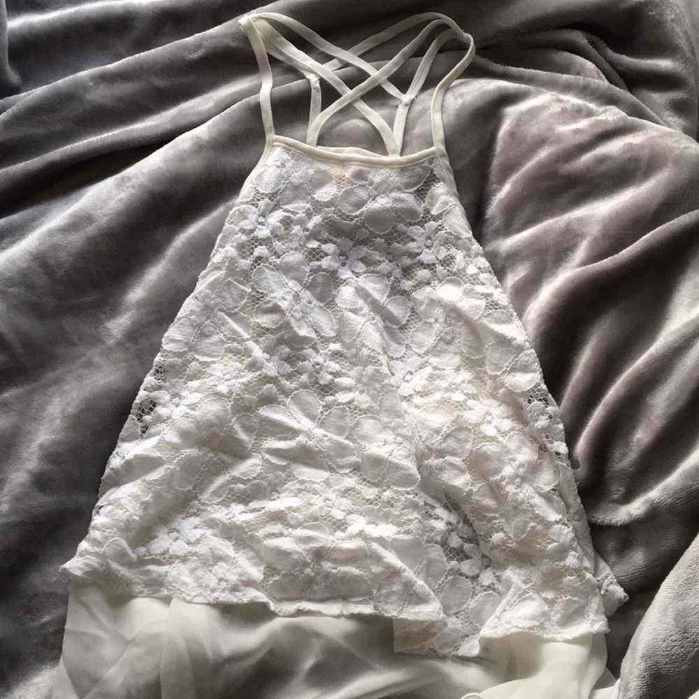 White & Flowered Patterned Camisole from Hollister